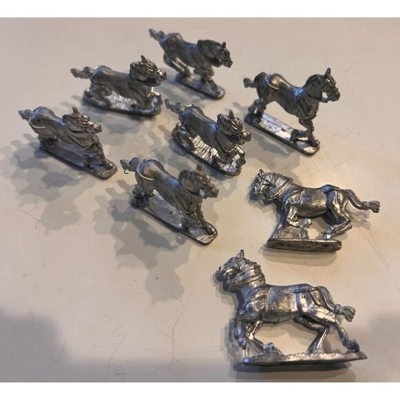 Set Of 8 Vintage Old Glory & Saracen Ghulam Horses, Pewter - Picture 3 of 6